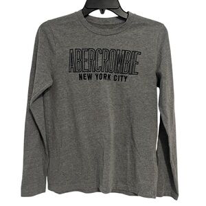 Boys Abercrombie Sz 15/16 Shirt Long Sleeve Gray Cotton Abercrombie Kids